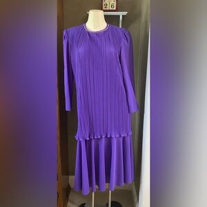 VTG Gilberti Womens 80s Purple layered neck Sequin dress  Made USA size 10